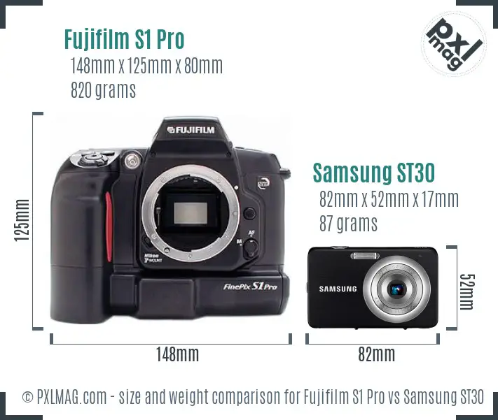 Fujifilm S1 Pro vs Samsung ST30 size comparison Fujifilm S1 Pro vs Samsung ST30 size comparison