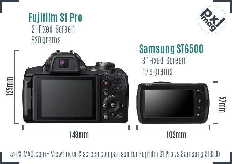 Fujifilm S1 Pro vs Samsung ST6500 Screen and Viewfinder comparison