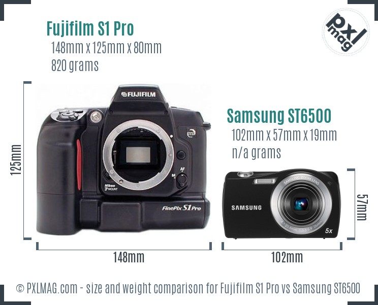 Fujifilm S1 Pro vs Samsung ST6500 size comparison Fujifilm S1 Pro vs Samsung ST6500 size comparison
