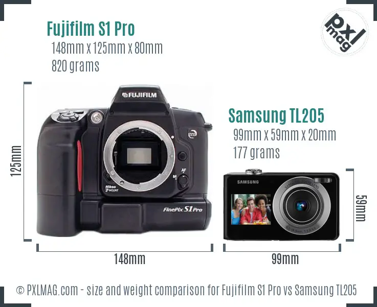 Fujifilm S1 Pro vs Samsung TL205 size comparison Fujifilm S1 Pro vs Samsung TL205 size comparison