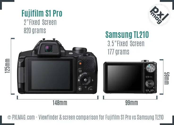 Fujifilm S1 Pro vs Samsung TL210 Screen and Viewfinder comparison
