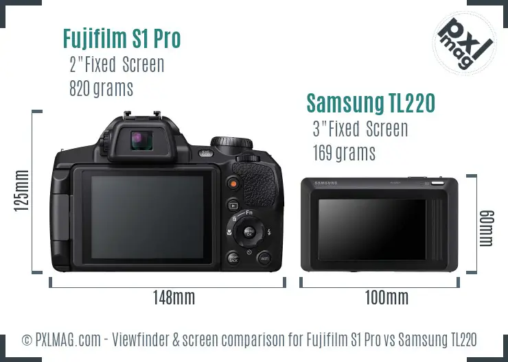 Fujifilm S1 Pro vs Samsung TL220 Screen and Viewfinder comparison Fujifilm S1 Pro vs Samsung TL220 Screen and Viewfinder comparison