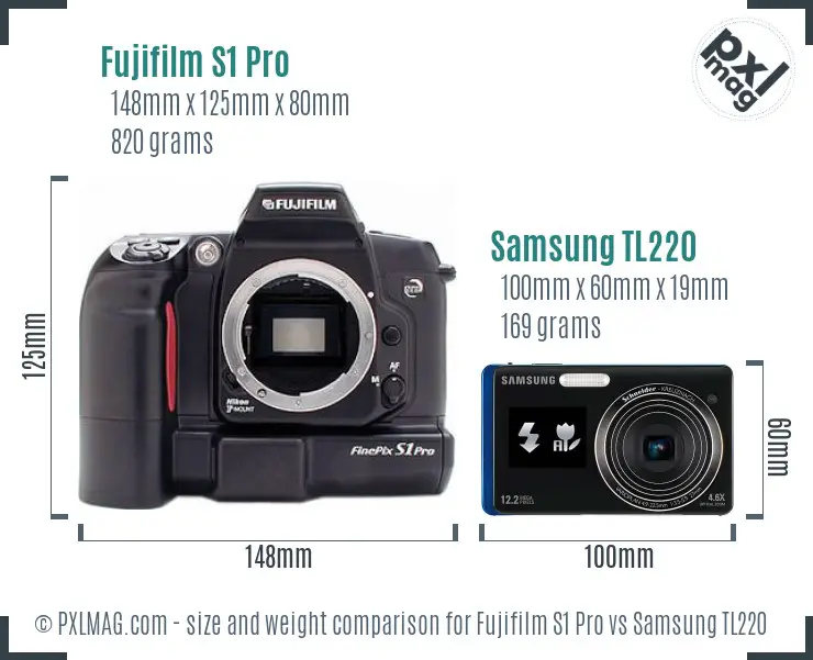Fujifilm S1 Pro vs Samsung TL220 size comparison Fujifilm S1 Pro vs Samsung TL220 size comparison