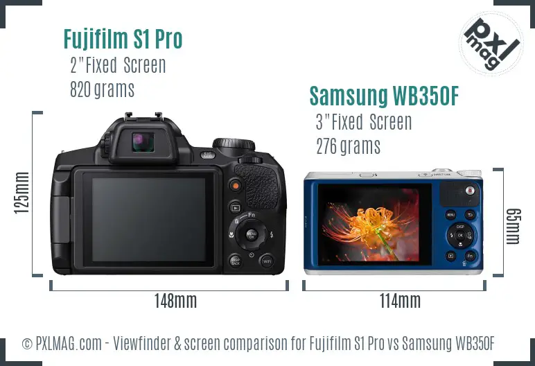 Fujifilm S1 Pro vs Samsung WB350F Screen and Viewfinder comparison Fujifilm S1 Pro vs Samsung WB350F Screen and Viewfinder comparison