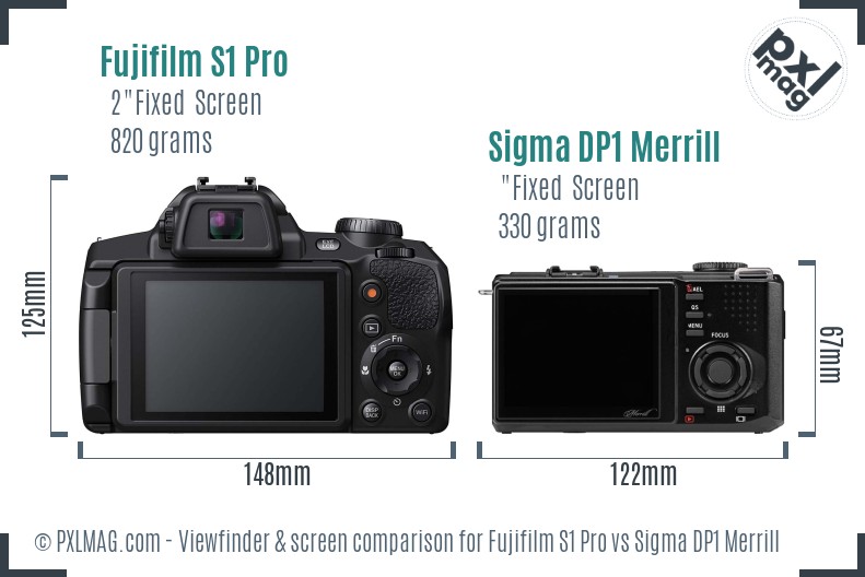 Fujifilm S1 Pro vs Sigma DP1 Merrill Screen and Viewfinder comparison