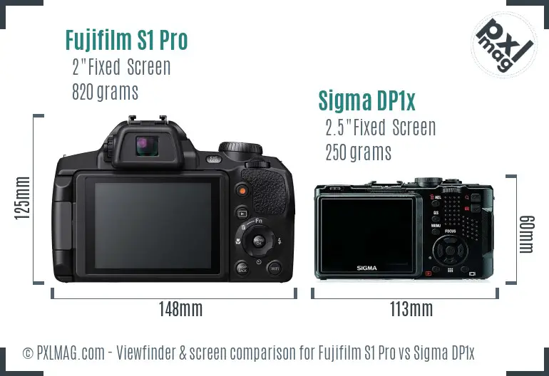 Fujifilm S1 Pro vs Sigma DP1x Screen and Viewfinder comparison Fujifilm S1 Pro vs Sigma DP1x Screen and Viewfinder comparison