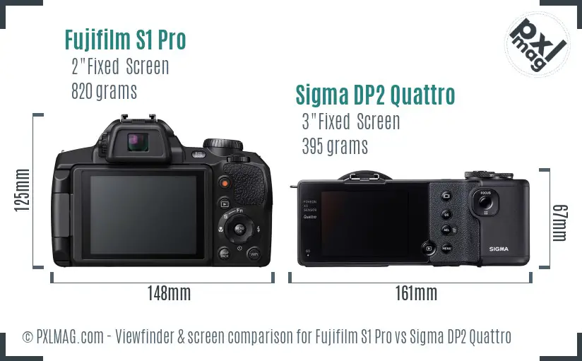 Fujifilm S1 Pro vs Sigma DP2 Quattro Screen and Viewfinder comparison