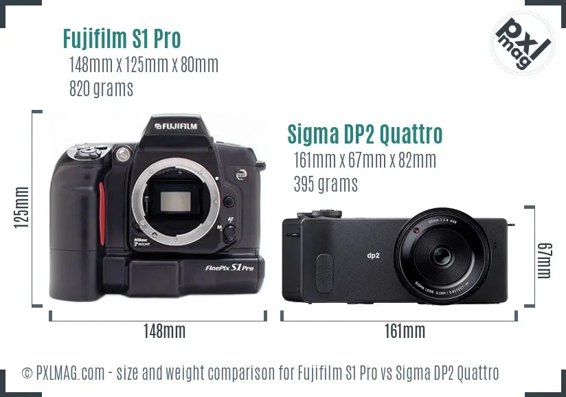 Fujifilm S1 Pro vs Sigma DP2 Quattro size comparison