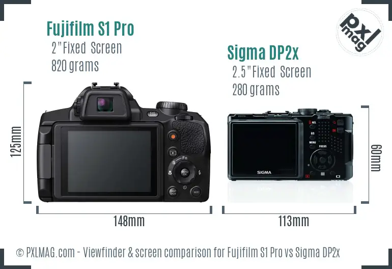Fujifilm S1 Pro vs Sigma DP2x Screen and Viewfinder comparison Fujifilm S1 Pro vs Sigma DP2x Screen and Viewfinder comparison