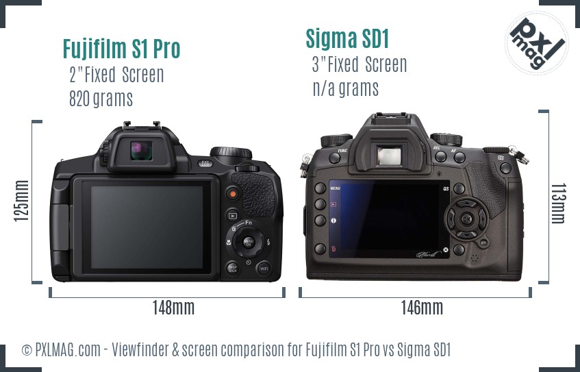 Fujifilm S1 Pro vs Sigma SD1 Screen and Viewfinder comparison