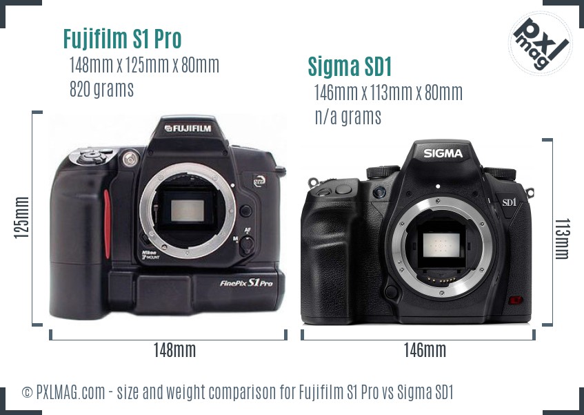 Fujifilm S1 Pro vs Sigma SD1 size comparison Fujifilm S1 Pro vs Sigma SD1 size comparison
