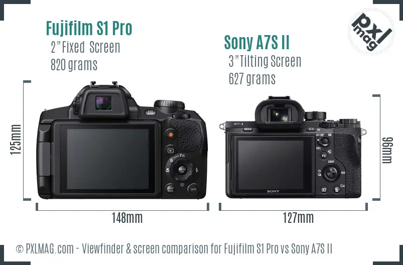 Fujifilm S1 Pro vs Sony A7S II Screen and Viewfinder comparison Fujifilm S1 Pro vs Sony A7S II Screen and Viewfinder comparison