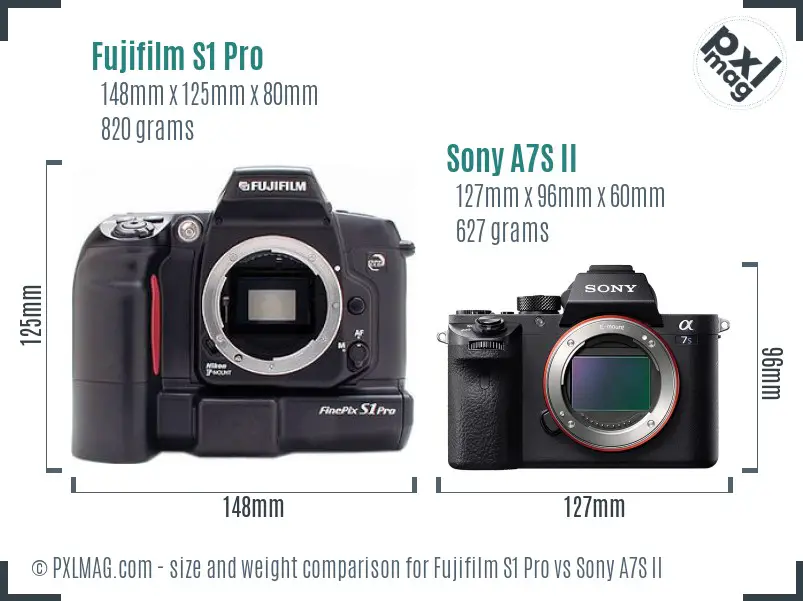 Fujifilm S1 Pro vs Sony A7S II size comparison Fujifilm S1 Pro vs Sony A7S II size comparison