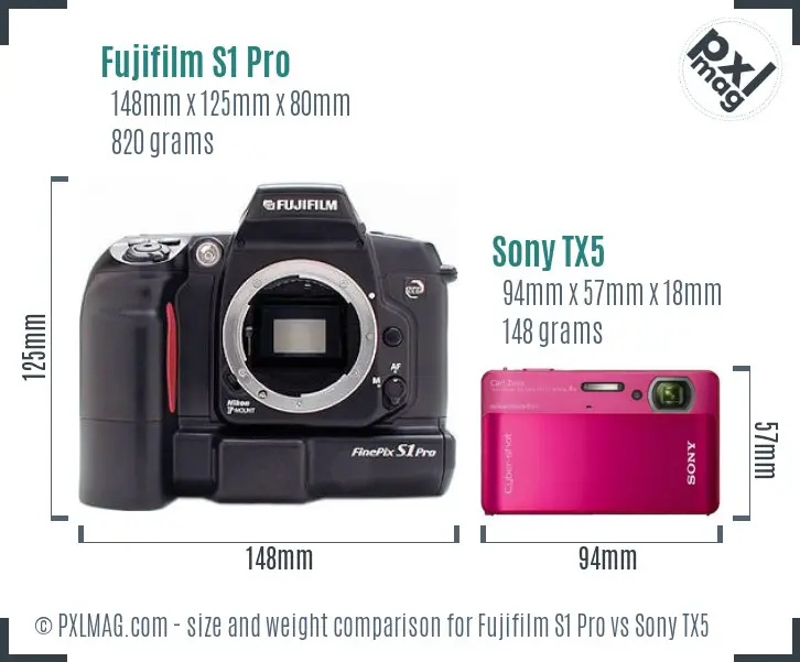 Fujifilm S1 Pro vs Sony TX5 size comparison Fujifilm S1 Pro vs Sony TX5 size comparison