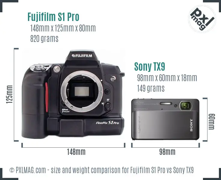 Fujifilm S1 Pro vs Sony TX9 size comparison Fujifilm S1 Pro vs Sony TX9 size comparison