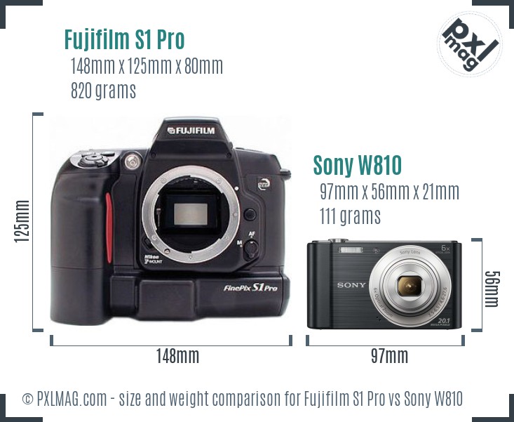 Fujifilm S1 Pro vs Sony W810 size comparison Fujifilm S1 Pro vs Sony W810 size comparison