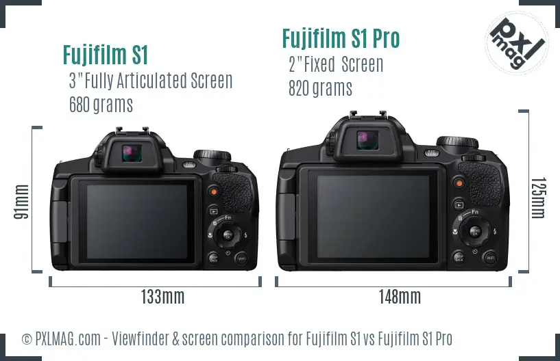 Fujifilm S1 vs Fujifilm S1 Pro Screen and Viewfinder comparison