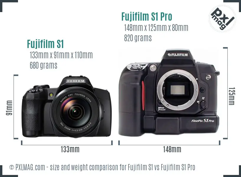 Fujifilm S1 vs Fujifilm S1 Pro size comparison