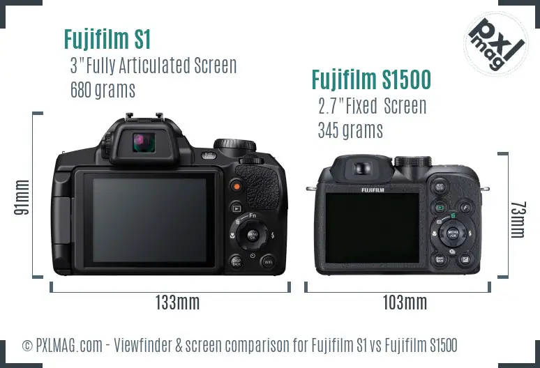 Fujifilm S1 vs Fujifilm S1500 Screen and Viewfinder comparison