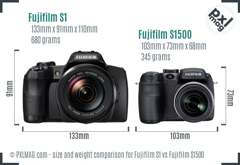 Fujifilm S1 vs Fujifilm S1500 size comparison