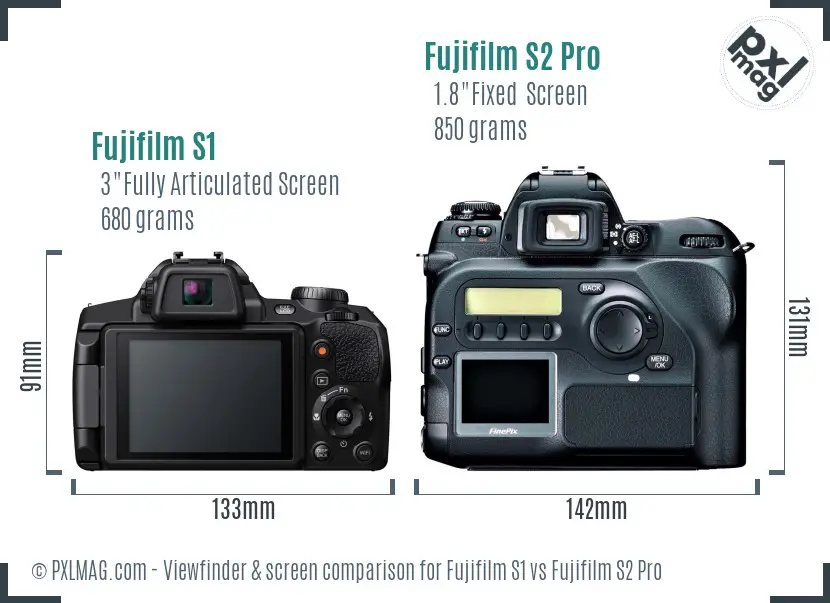 Fujifilm S1 vs Fujifilm S2 Pro Screen and Viewfinder comparison