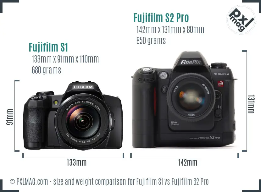 Fujifilm S1 vs Fujifilm S2 Pro size comparison