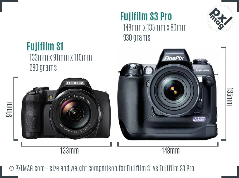 Fujifilm S1 vs Fujifilm S3 Pro size comparison