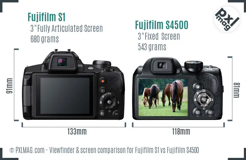 Fujifilm S1 vs Fujifilm S4500 Screen and Viewfinder comparison
