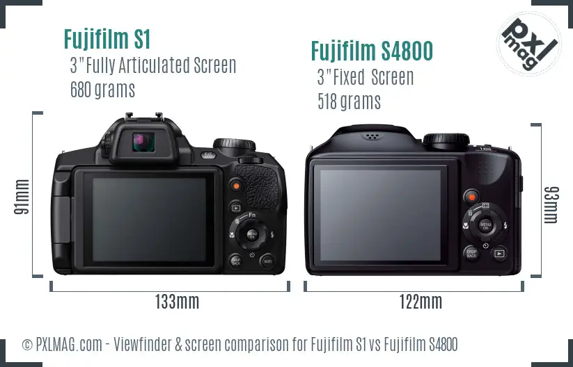 Fujifilm S1 vs Fujifilm S4800 Screen and Viewfinder comparison