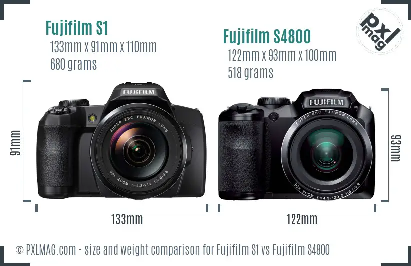 Fujifilm S1 vs Fujifilm S4800 size comparison
