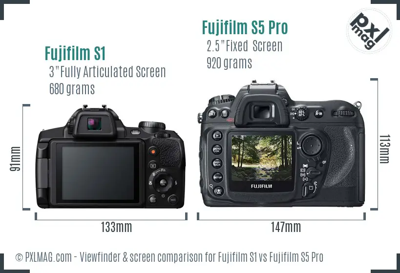 Fujifilm S1 vs Fujifilm S5 Pro Screen and Viewfinder comparison Fujifilm S1 vs Fujifilm S5 Pro Screen and Viewfinder comparison