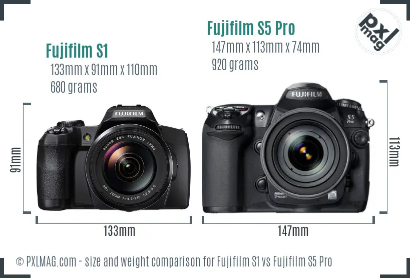 Fujifilm S1 vs Fujifilm S5 Pro size comparison Fujifilm S1 vs Fujifilm S5 Pro size comparison