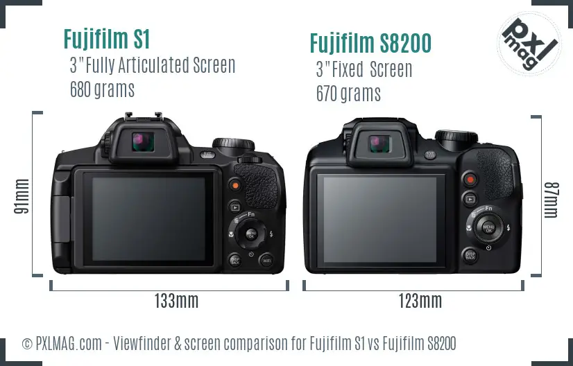 Fujifilm S1 vs Fujifilm S8200 Screen and Viewfinder comparison