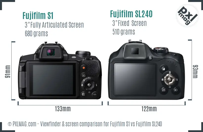 Fujifilm S1 vs Fujifilm SL240 Screen and Viewfinder comparison