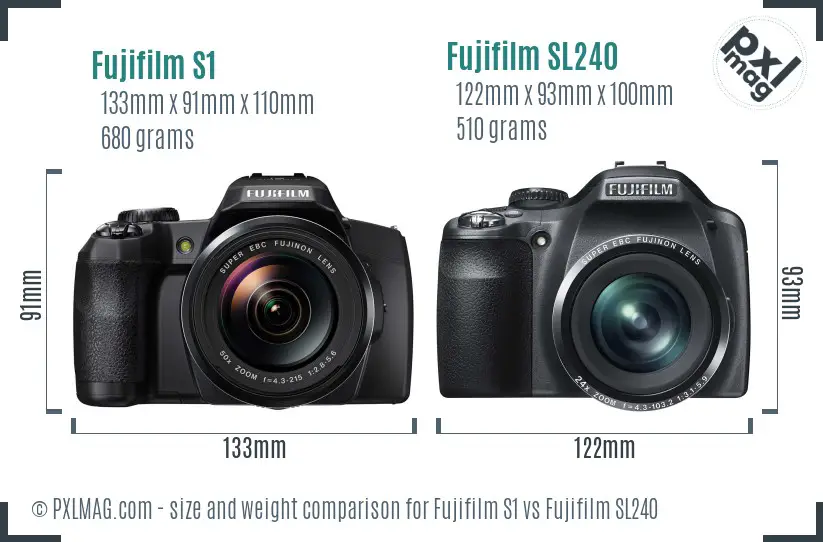 Fujifilm S1 vs Fujifilm SL240 size comparison