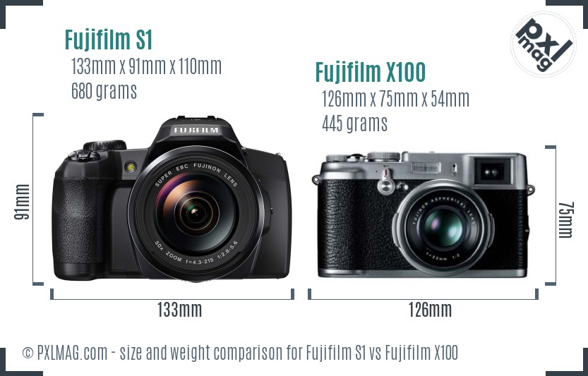 Fujifilm S1 vs Fujifilm X100 size comparison Fujifilm S1 vs Fujifilm X100 size comparison
