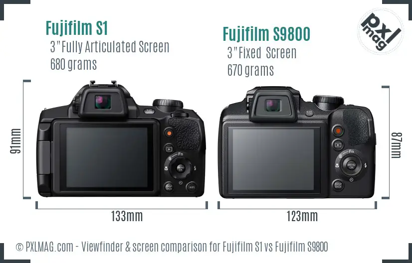 Fujifilm S1 vs Fujifilm S9800 Screen and Viewfinder comparison
