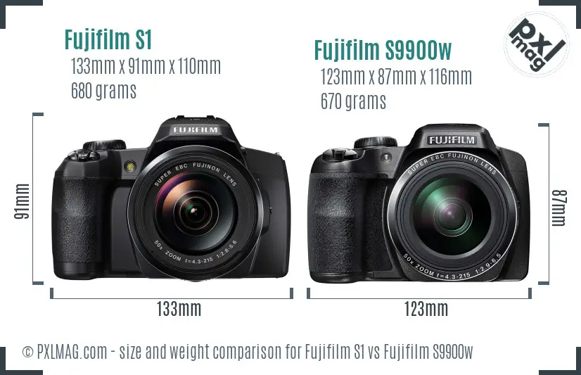 Fujifilm S1 vs Fujifilm S9900w size comparison