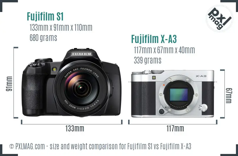 Fujifilm S1 vs Fujifilm X-A3 size comparison