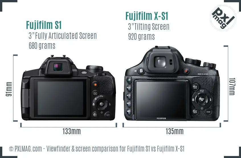 Fujifilm S1 vs Fujifilm X-S1 Screen and Viewfinder comparison