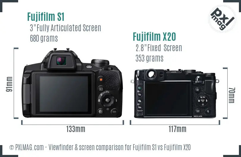 Fujifilm S1 vs Fujifilm X20 Screen and Viewfinder comparison Fujifilm S1 vs Fujifilm X20 Screen and Viewfinder comparison
