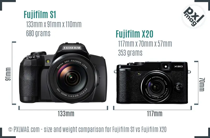 Fujifilm S1 vs Fujifilm X20 size comparison Fujifilm S1 vs Fujifilm X20 size comparison