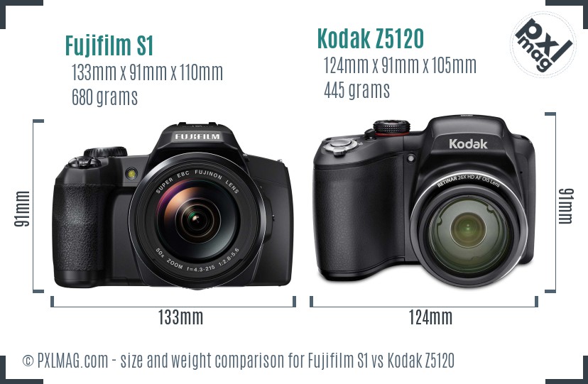 Fujifilm S1 vs Kodak Z5120 size comparison