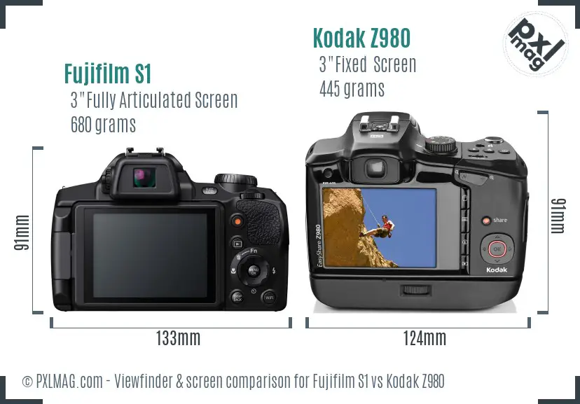 Fujifilm S1 vs Kodak Z980 Screen and Viewfinder comparison Fujifilm S1 vs Kodak Z980 Screen and Viewfinder comparison