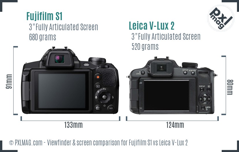 Fujifilm S1 vs Leica V-Lux 2 Screen and Viewfinder comparison