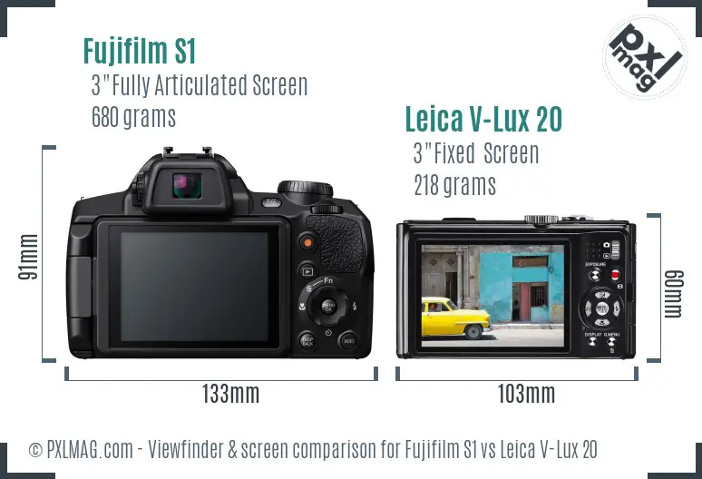 Fujifilm S1 vs Leica V-Lux 20 Screen and Viewfinder comparison