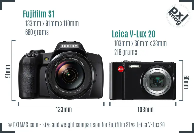 Fujifilm S1 vs Leica V-Lux 20 size comparison