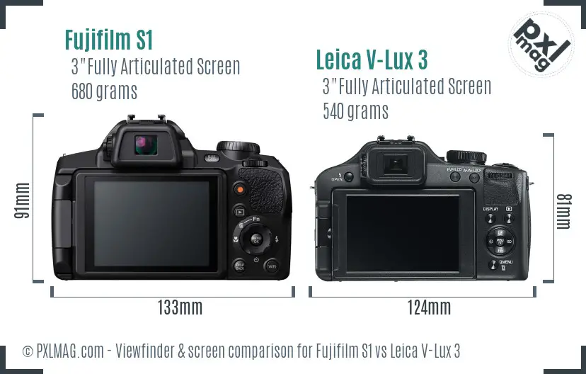 Fujifilm S1 vs Leica V-Lux 3 Screen and Viewfinder comparison