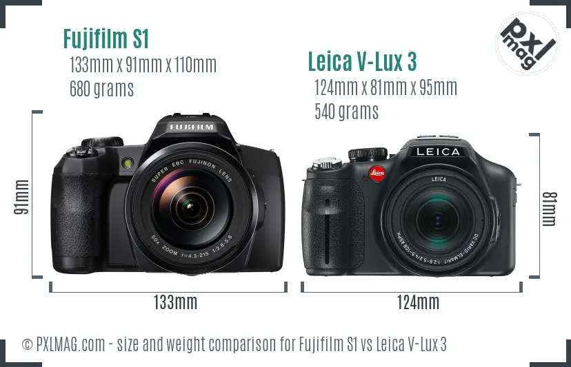 Fujifilm S1 vs Leica V-Lux 3 size comparison