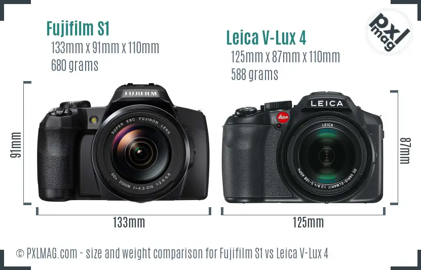 Fujifilm S1 vs Leica V-Lux 4 size comparison